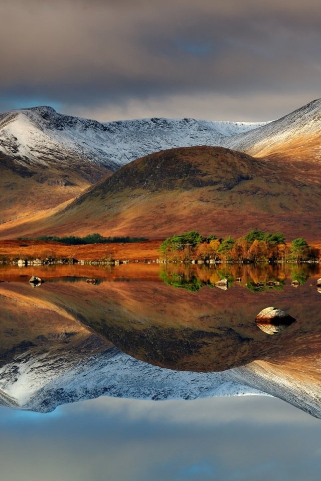 Обои озеро, горы, природа, отражение, шотландия, lake, mountains, nature, reflection, scotland разрешение 3840x2160 Загрузить