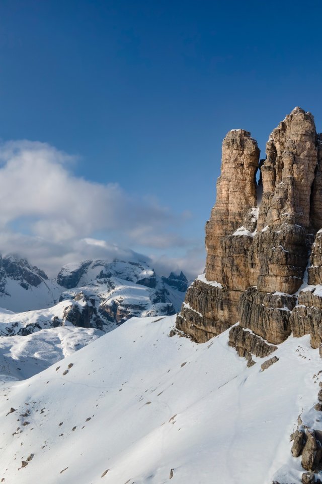 Обои снег, зима, гора, высота, италия, альпы, snow, winter, mountain, height, italy, alps разрешение 5120x3840 Загрузить