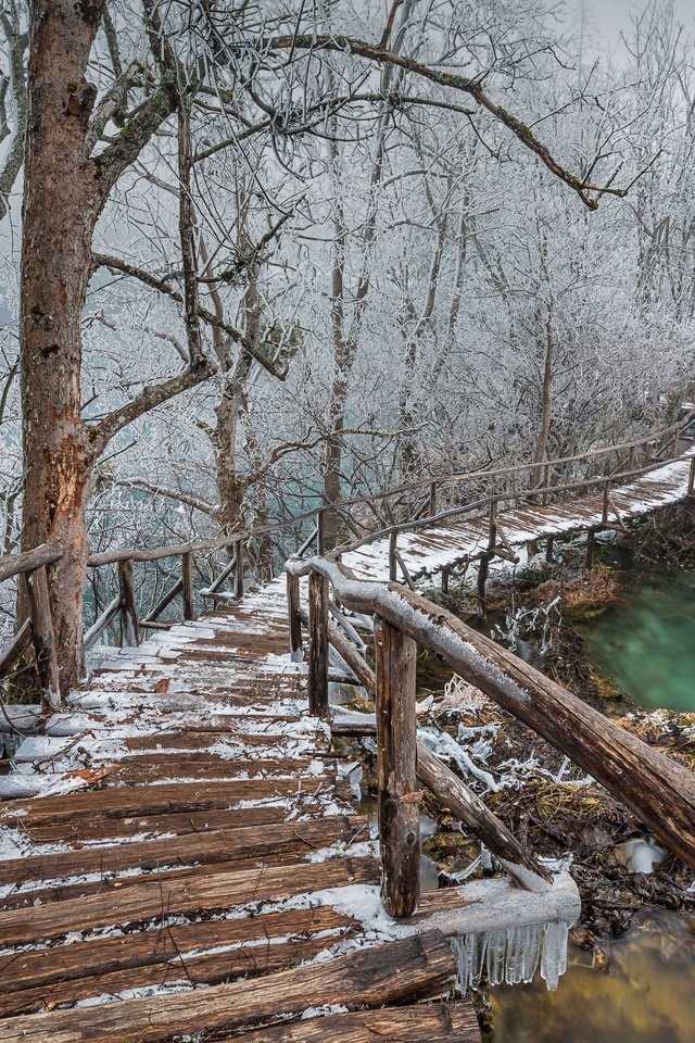 Обои мостик, зима, хорватия, the bridge, winter, croatia разрешение 6699x3768 Загрузить