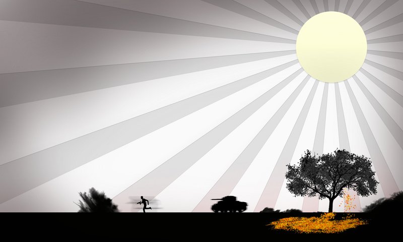 Обои солнце, дерево, война, танк, the sun, tree, war, tank разрешение 1920x1200 Загрузить