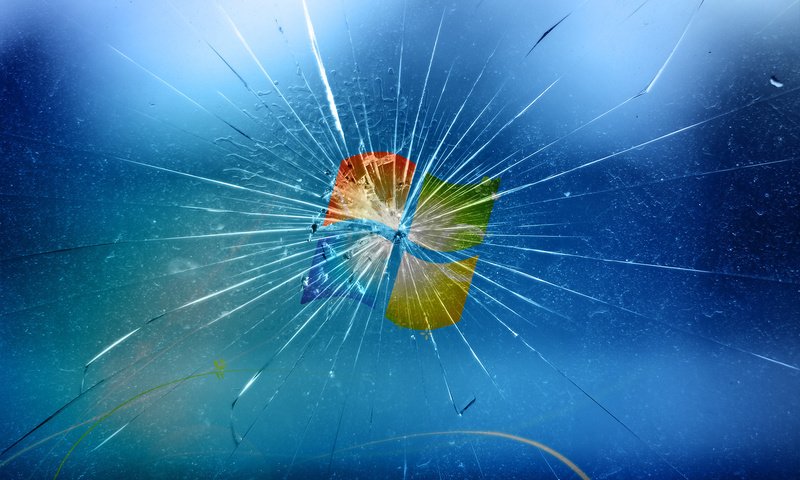 Обои синий, стекло, windows 7, разбитое, blue, glass, broken разрешение 1920x1200 Загрузить