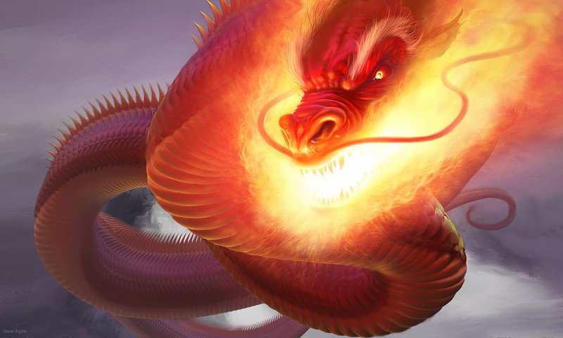 Обои дракон, огонь, змей, fire dragon, steve argyle, cg wallpapers, dragon, fire, snakes разрешение 1920x1200 Загрузить