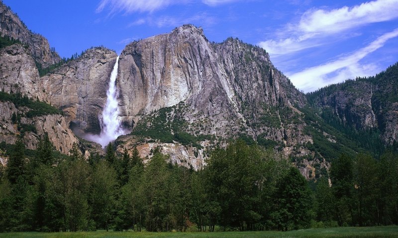 Обои небо, трава, горы, природа, водопад, the sky, grass, mountains, nature, waterfall разрешение 2179x1200 Загрузить