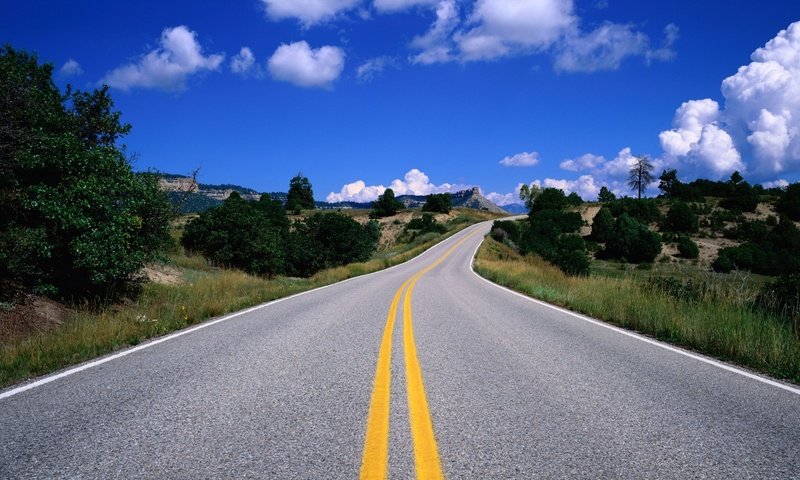 Обои небо, дорога, облака, the sky, road, clouds разрешение 3200x1200 Загрузить