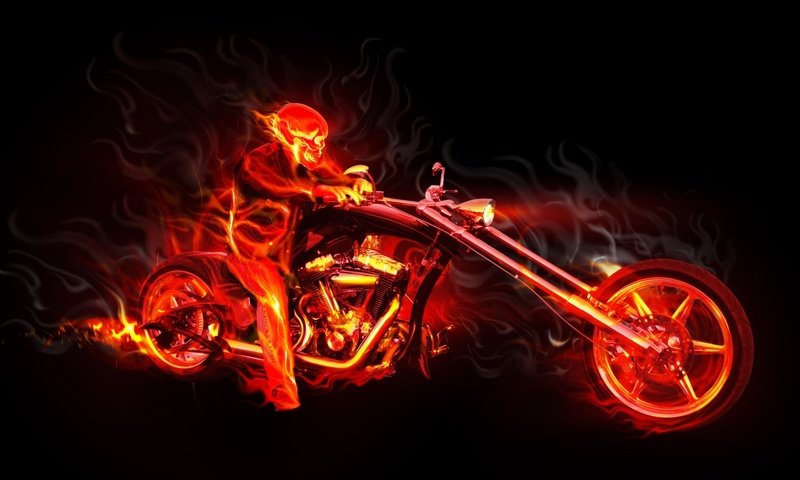 Обои пламя, мотоцикл, череп, flame, motorcycle, skull разрешение 1920x1200 Загрузить