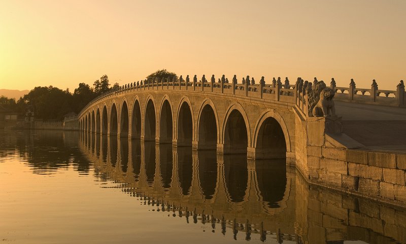 Обои река, закат, мост, river, sunset, bridge разрешение 1920x1200 Загрузить