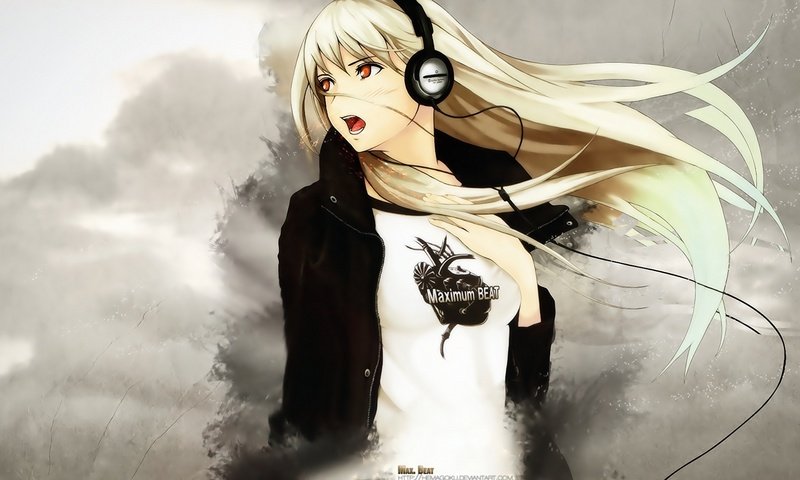 Обои девушка, блондинка, музыка, аниме, наушники, maximum beat, чувства, girl, blonde, music, anime, headphones, feelings разрешение 1920x1080 Загрузить