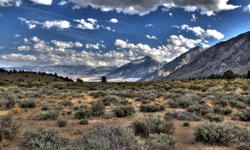 Обои трава, облака, горы, равнина, hdr, grass, clouds, mountains, plain разрешение 2560x1600 Загрузить