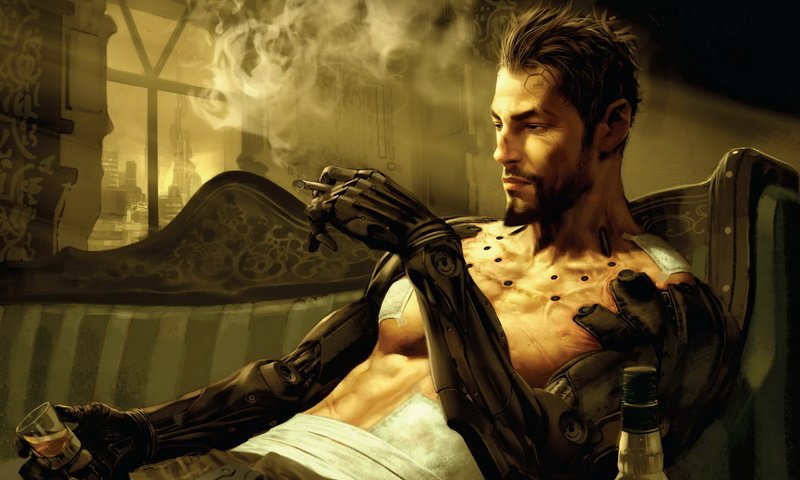 Обои курит, deus ex human revolution, deus ex 3, имплантанты боевого образца, smokes, implants combat sample разрешение 2560x1600 Загрузить