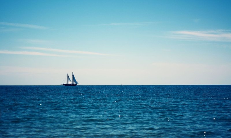 Обои небо, море, горизонт, лето, яхта, голубое, the sky, sea, horizon, summer, yacht, blue разрешение 1920x1200 Загрузить