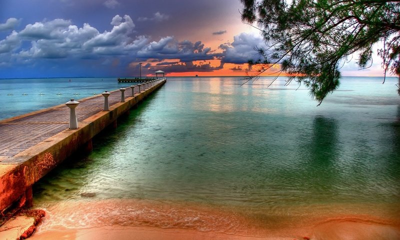 Обои пляж, причал, тропики, beach, pier, tropics разрешение 1920x1200 Загрузить