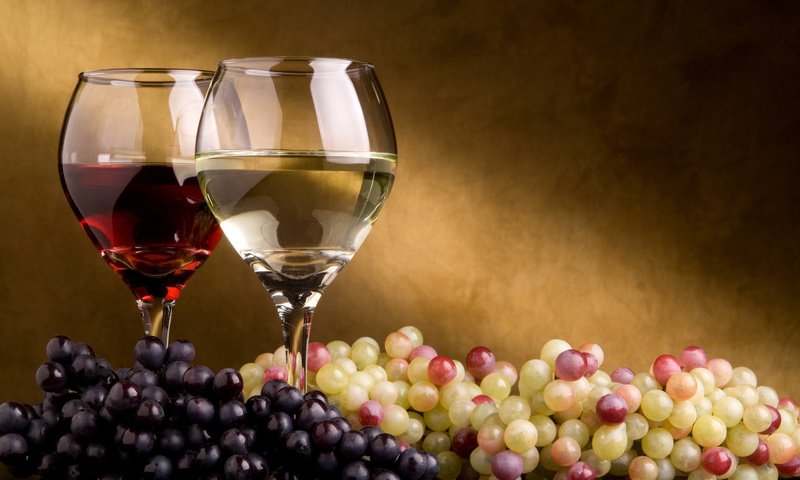 Обои виноград, вино, бокалы, grapes, wine, glasses разрешение 1920x1200 Загрузить