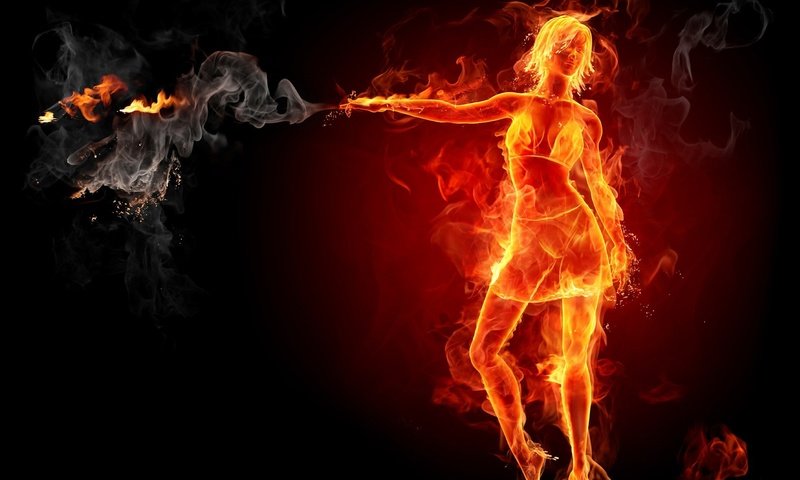 Обои девушка, огонь, дым, girl, fire, smoke разрешение 1920x1440 Загрузить