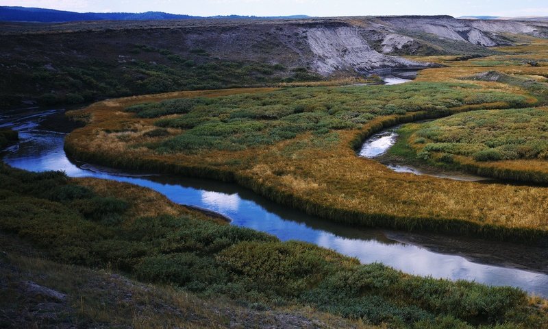 Обои река, долина, русло, river, valley, direction разрешение 2242x1200 Загрузить