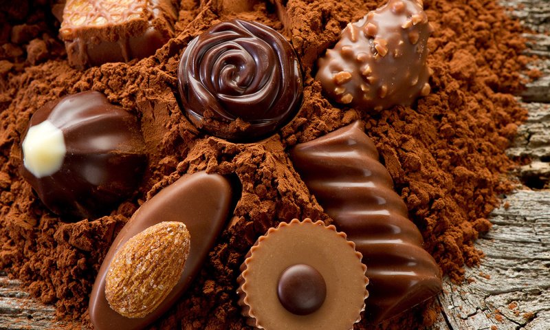 Обои орехи, еда, конфеты, шоколад, сладкое, десерт, какао, шоколадные конфеты, nuts, food, candy, chocolate, sweet, dessert, cocoa, chocolates разрешение 1920x1200 Загрузить