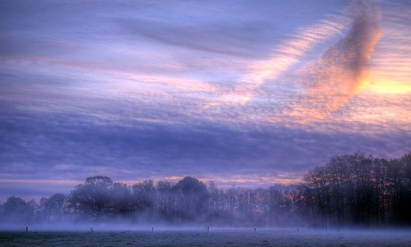 Обои облака, утро, туман, clouds, morning, fog разрешение 1920x1200 Загрузить