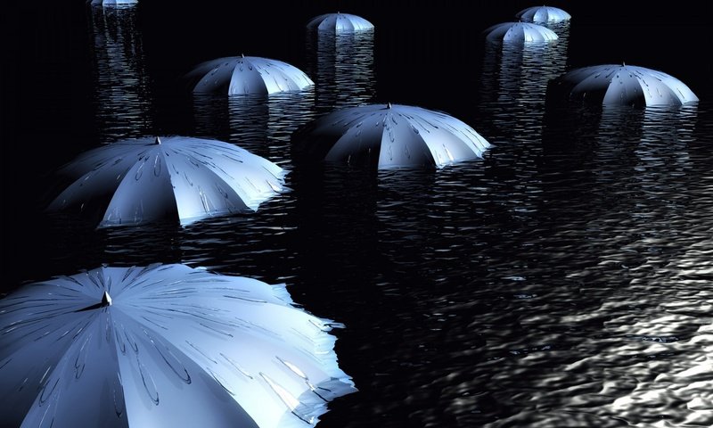 Обои вода, зонты, umbeella, water, umbrellas разрешение 1920x1200 Загрузить