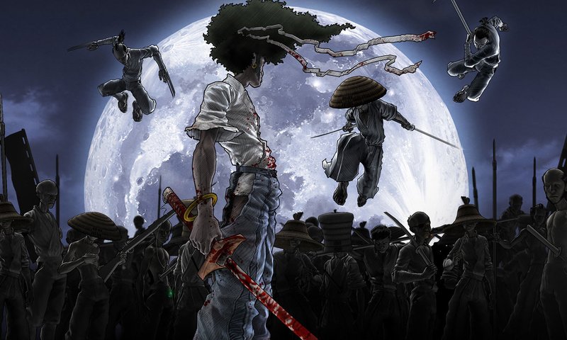 Обои меч, кровь, афросамурай, sword, blood, afro samurai разрешение 1920x1200 Загрузить