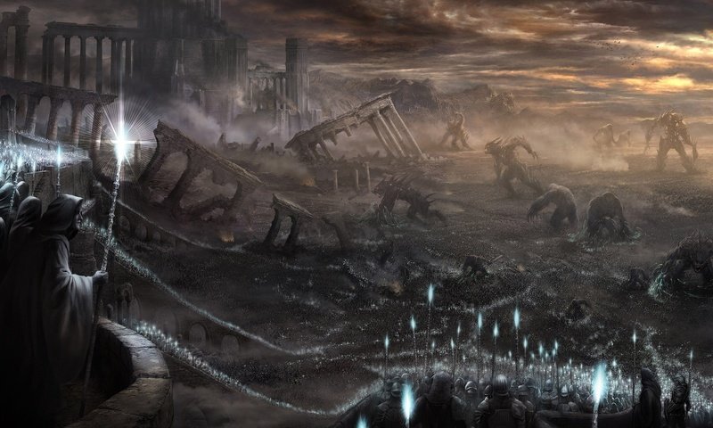 Обои развалины, монстры, бой, магия, войны, the ruins, monsters, battle, magic, war разрешение 1920x1200 Загрузить