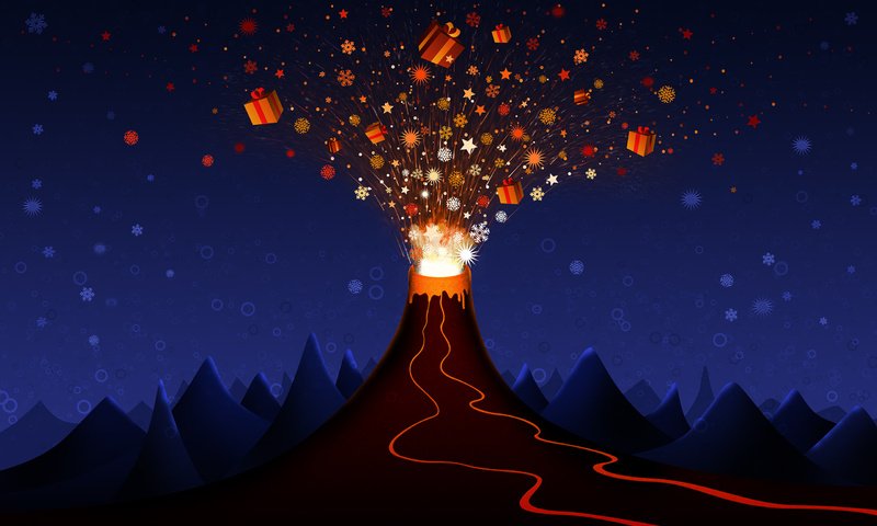 Обои подарки, вулкан, взрыв, gifts, the volcano, the explosion разрешение 2560x1600 Загрузить
