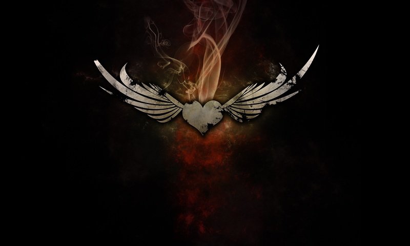 Обои дым, крылья, сердце, smoke, wings, heart разрешение 2560x1600 Загрузить