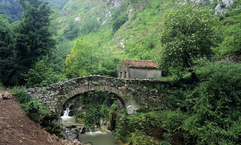 Обои мост, домик, каменый, bridge, house, stone разрешение 1920x1200 Загрузить