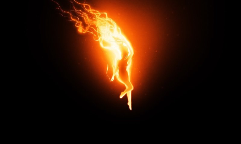 Обои девушка, огонь, черный, girl, fire, black разрешение 2560x1600 Загрузить