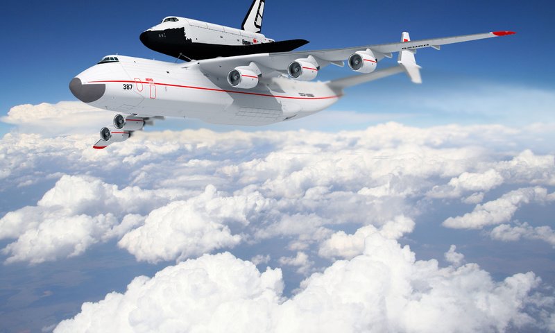 Обои облака, самолет, полет, ан-225, буран, clouds, the plane, flight, the an-225, buran разрешение 3000x2000 Загрузить