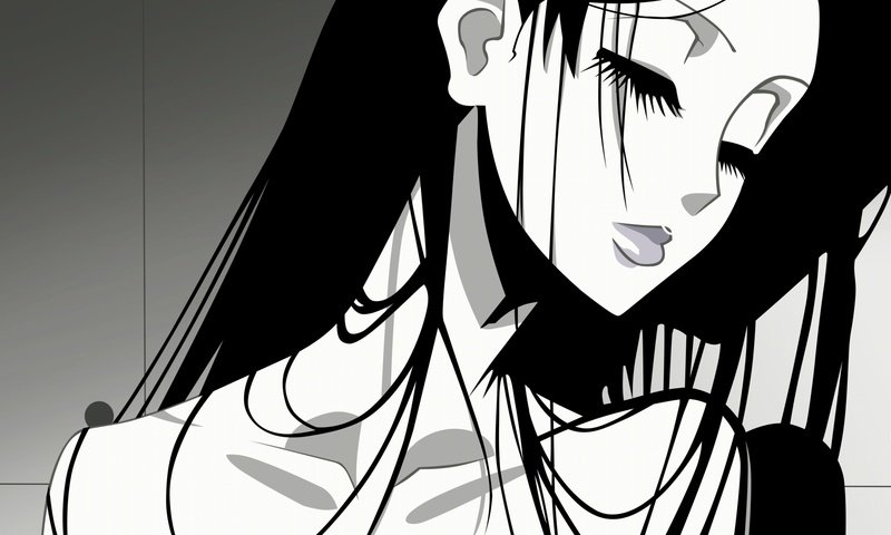 Обои девушка, настроение, чёрно-белое, манга, girl, mood, black and white, manga разрешение 1920x1079 Загрузить