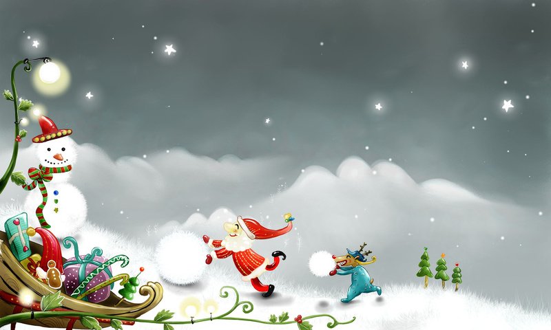 Обои рисунок, новый год, вектор, снеговик, праздник, рождество, figure, new year, vector, snowman, holiday, christmas разрешение 1920x1200 Загрузить