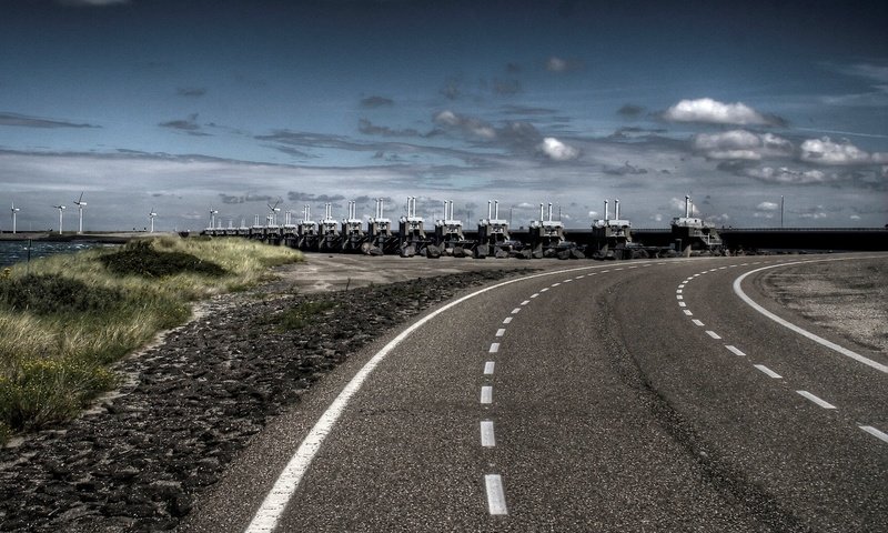 Обои дорога, облака, мост, разметка, road, clouds, bridge, markup разрешение 1920x1200 Загрузить