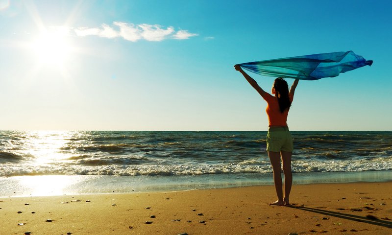 Обои вода, океан, солнце, свобода, настроение, море, песок, пляж, радость, девушки, water, the ocean, the sun, freedom, mood, sea, sand, beach, joy, girls разрешение 3000x2008 Загрузить