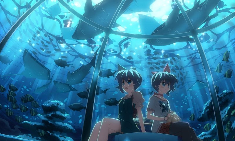 Обои рыбы, аниме, аквариум, океанариум, fish, anime, aquarium разрешение 1920x1200 Загрузить
