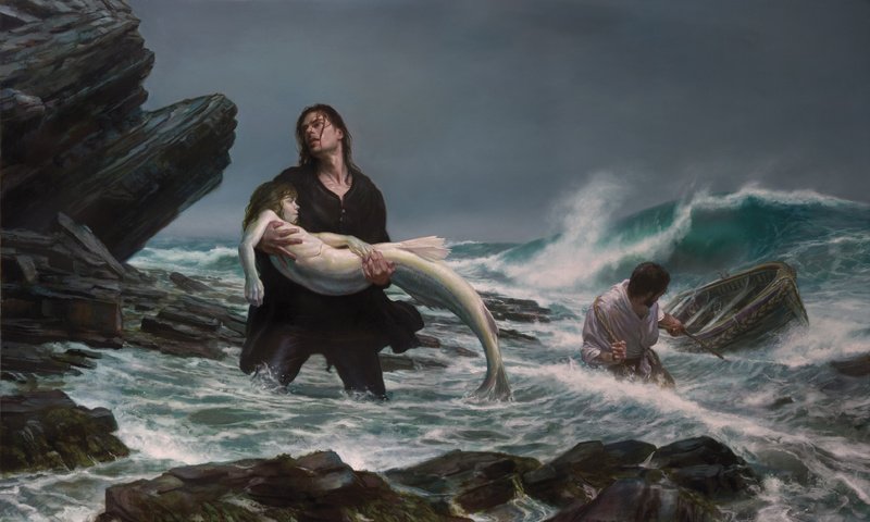 Обои картина, море, шторм, donato giancola, рыбаки, русалка, picture, sea, storm, fishermen, mermaid разрешение 4167x2500 Загрузить