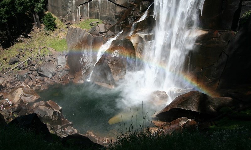 Обои скалы, водопад, радуга, разлом, сила, захватывает, rocks, waterfall, rainbow, the rift, power, captures разрешение 1920x1200 Загрузить