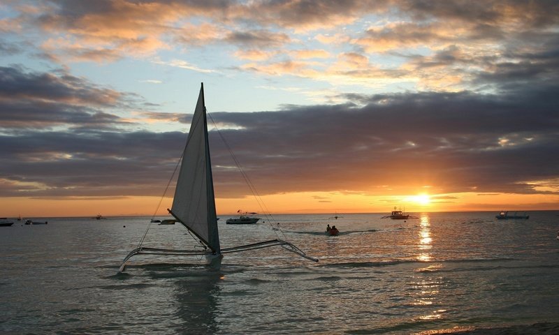 Обои вода, закат, лодки, water, sunset, boats разрешение 1920x1200 Загрузить