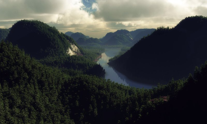 Обои небо, река, лес, the sky, river, forest разрешение 1920x1200 Загрузить