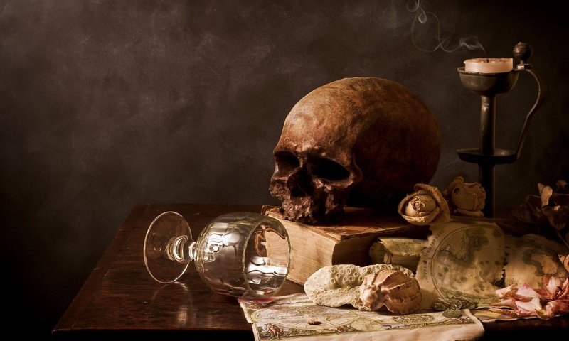 Обои череп, свеча, стакан, skull, candle, glass разрешение 2048x1429 Загрузить