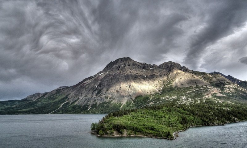 Обои облака, вода, горы, clouds, water, mountains разрешение 1920x1200 Загрузить