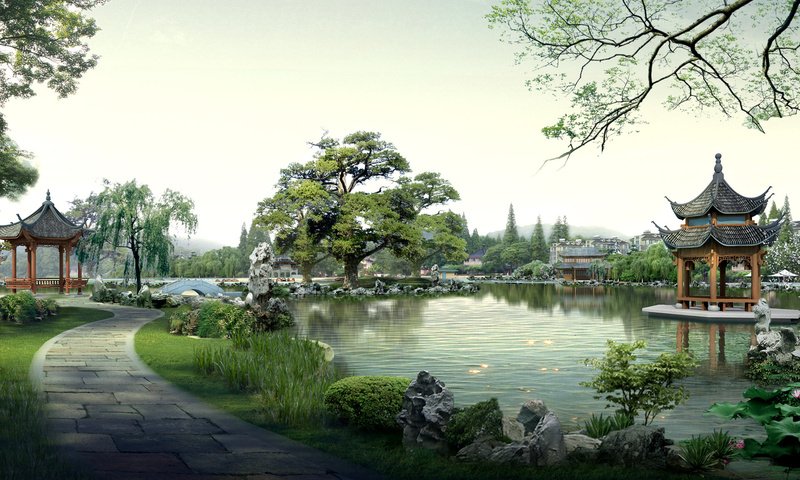 Обои парк, пруд, беседка, park, pond, gazebo разрешение 1920x1200 Загрузить