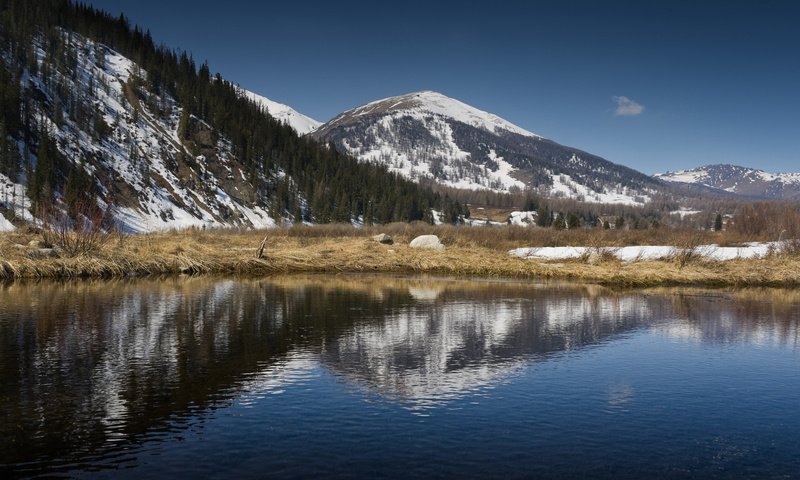 Обои озеро, горы, казахстан, lake, mountains, kazakhstan разрешение 2300x1294 Загрузить