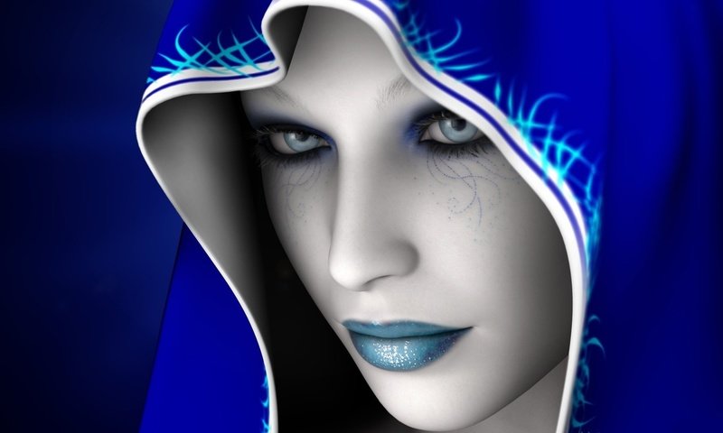 Обои синий, лицо, капюшон, blue, face, hood разрешение 1920x1200 Загрузить