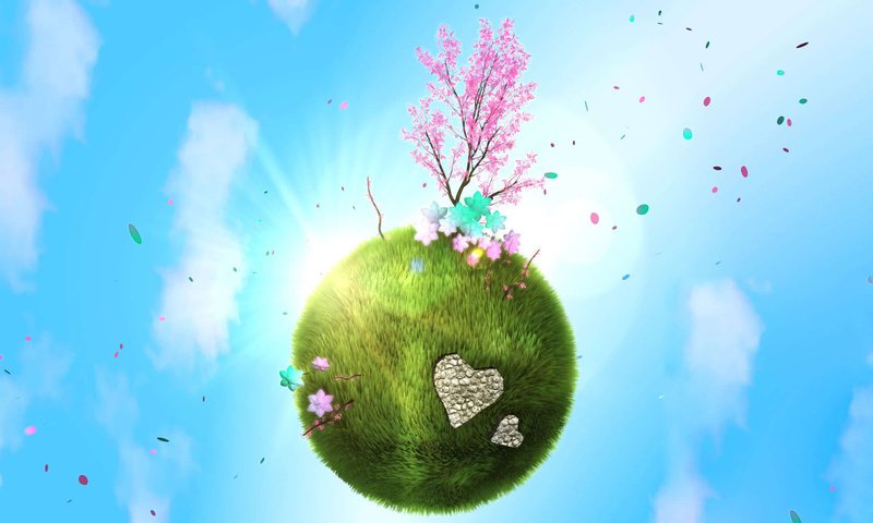 Обои планета, весна, любовь, зеленая, деревце, planet, spring, love, green, tree разрешение 1920x1200 Загрузить