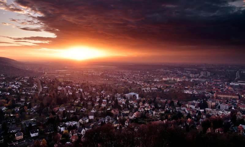 Обои закат, город, германия, конец дня, end of day, sunset, the city, germany, the end of the day разрешение 2560x1600 Загрузить