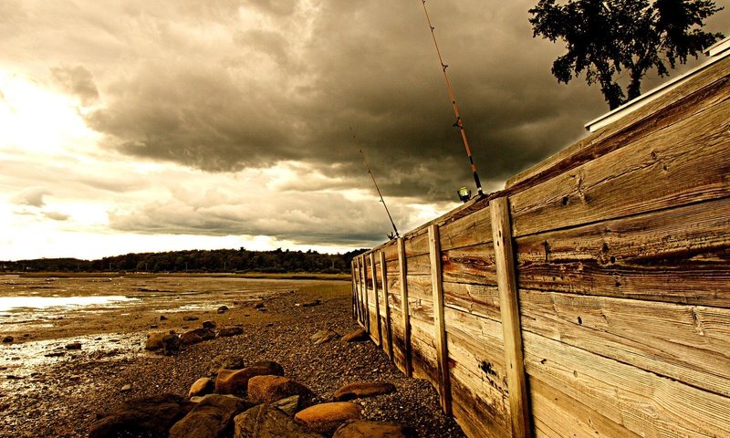 Обои море, забор, рыбалка, sea, the fence, fishing разрешение 1920x1440 Загрузить