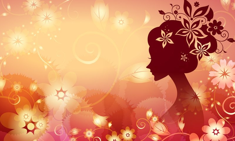 Обои цветы, девушка, вектор, flowers, girl, vector разрешение 1920x1200 Загрузить