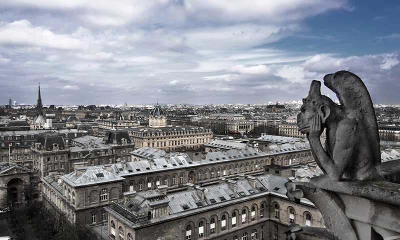 Обои облака, дома, париж, фпанция, нотр-дам, clouds, home, paris, francia, notre dame разрешение 2996x1996 Загрузить