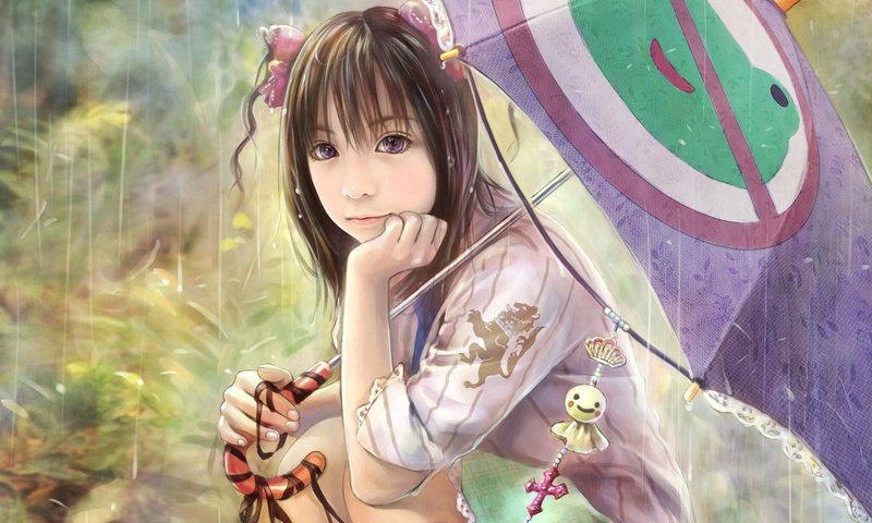 Обои девушка, дождь, зонтик, i-chen lin, girl, rain, umbrella разрешение 1920x1200 Загрузить