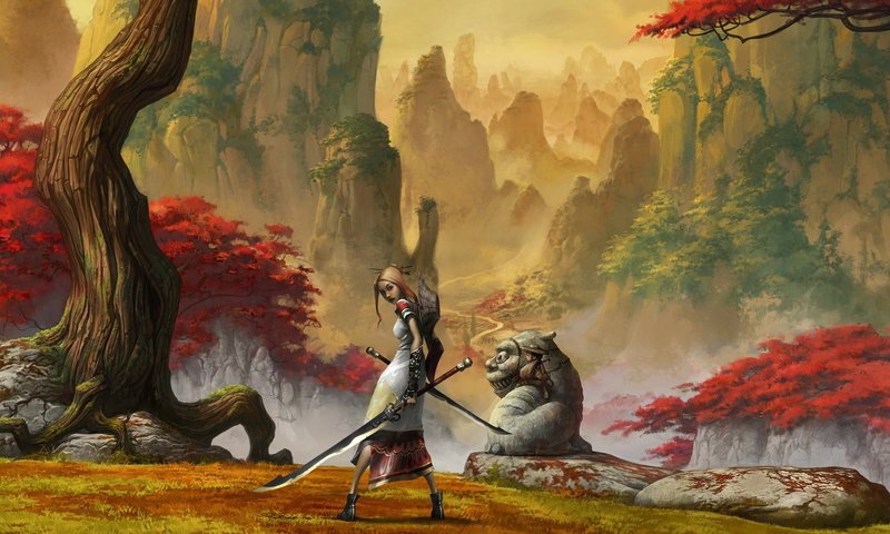 Обои горы, меч, сакура, алиса, mountains, sword, sakura, alice разрешение 1920x1200 Загрузить