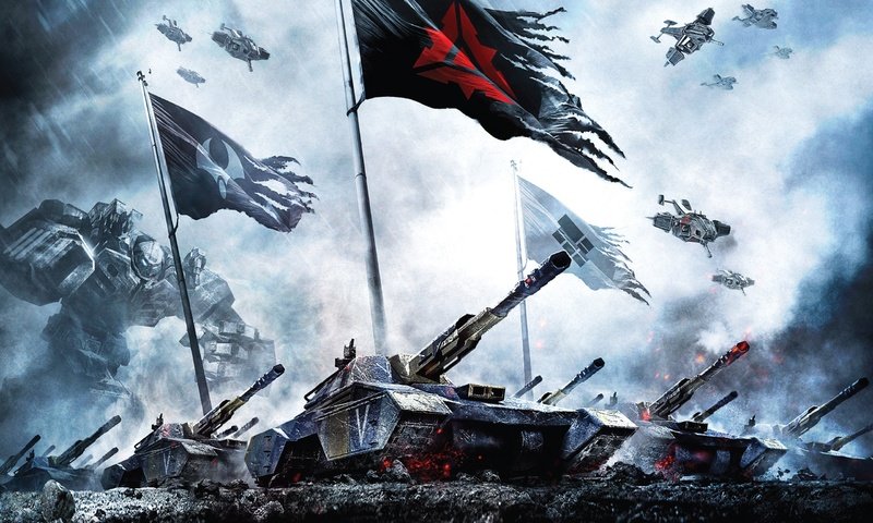 Обои танки, флаги, суприм командер, tanks, flags, supreme commander разрешение 2560x1600 Загрузить